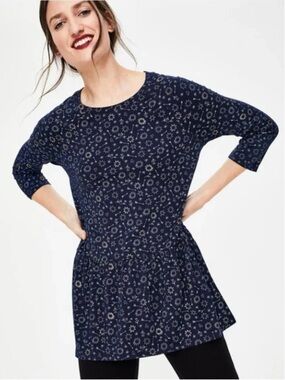 Boden Navy Tunic with Light Blue and Gold Starburst Motif Size Small